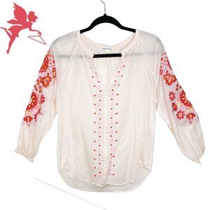 ROLLER RABBIT Embroidered Peasant Top
